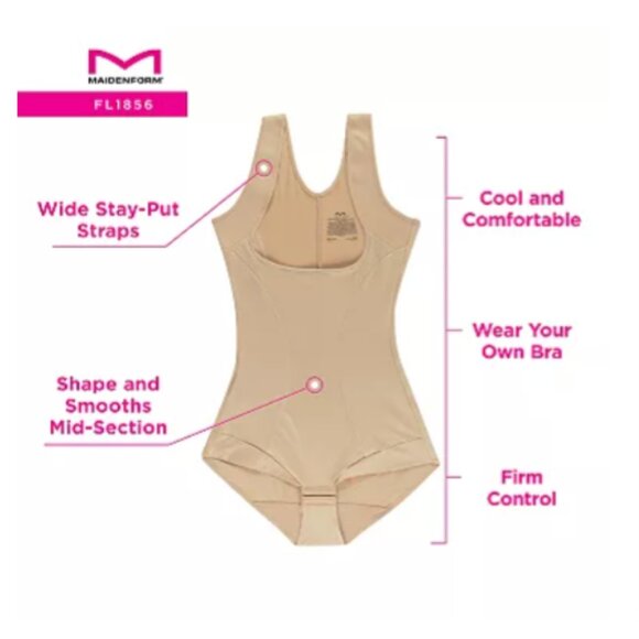 Maidenform Firm Control Shapewear Wear-Your-Own-Bra Body Shaper 1856, Size 2XL - Picture 9 of 11